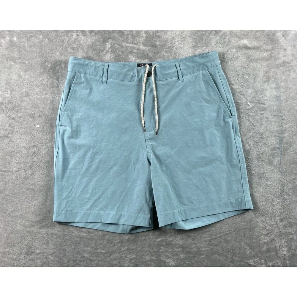Faherty All Day Shorts Men 35 Blue Drawstring Stretch 7" Inseam Casual Chino